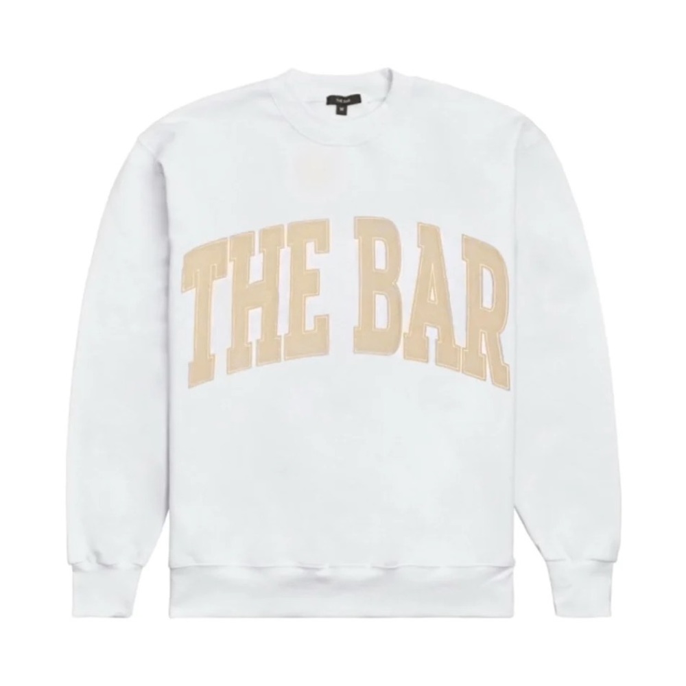 THE BAR VARSITY SWEATSHIRT WHITE/TAN - M